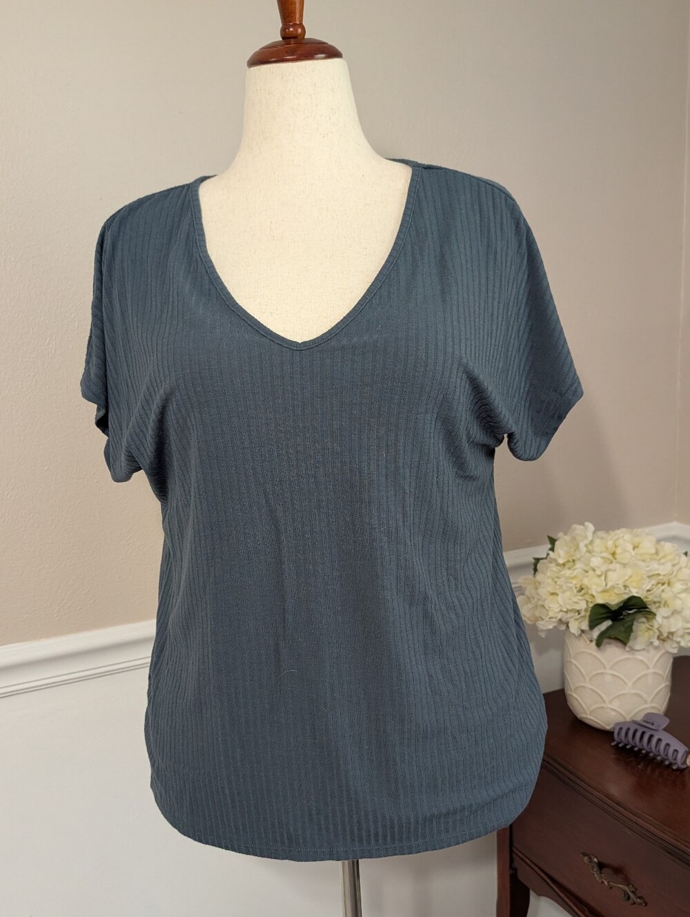 Loft Blue Gray Batwing Tee Size L